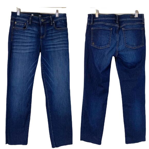 Kut from the Kloth Diana Skinny Mid Rise Raw Hem Dark Wash Jeans Women's Size 6 - Picture 3 of 8